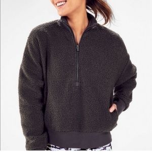 Fabletics Gray Fleece Pullover Half Zip Size Large